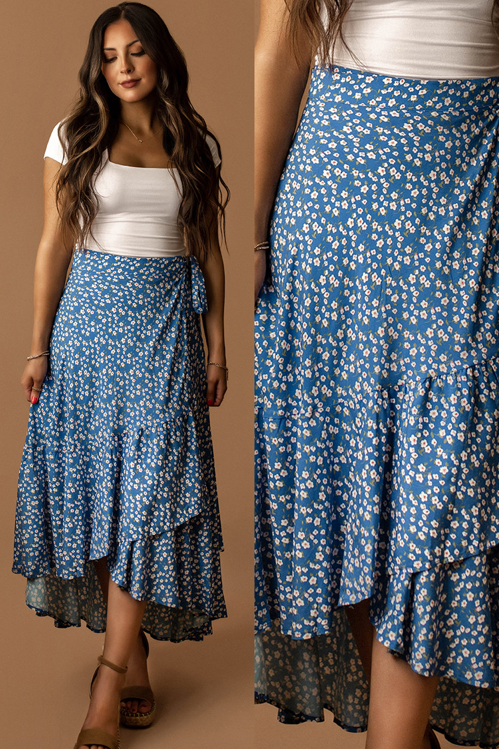 スカート Turquoise Blue Co. CALIENTE WRAP SKIRT Teal Cotton Poplin Wrap Skirt – Halsbrook