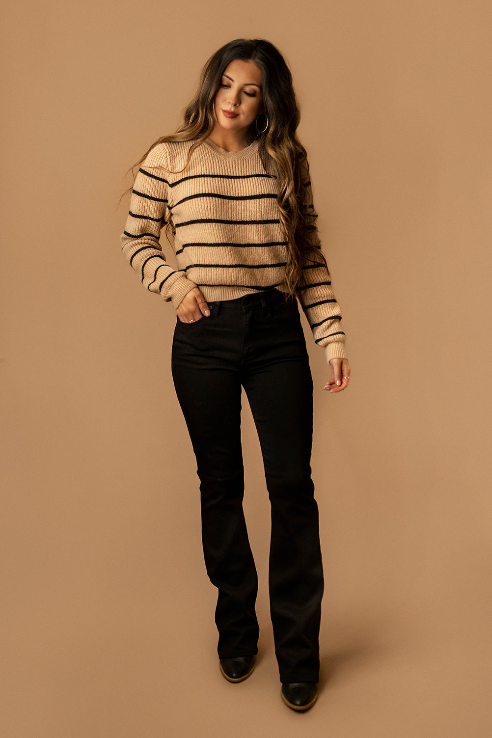 The Two Of Us Striped Knit Sweater (Mocha)