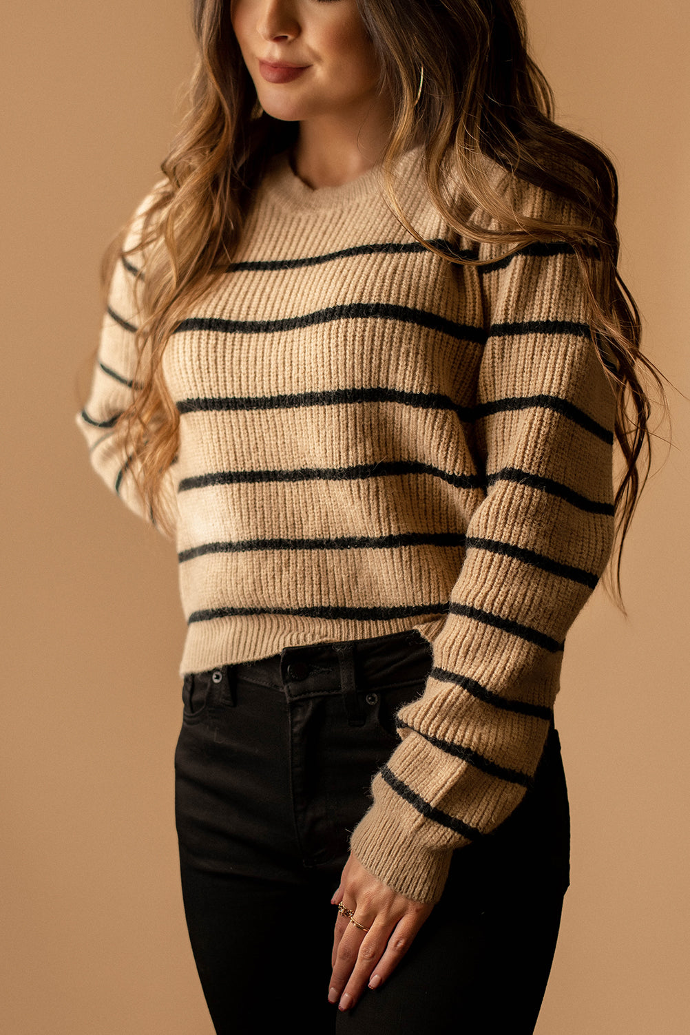 The Two Of Us Striped Knit Sweater (Mocha)