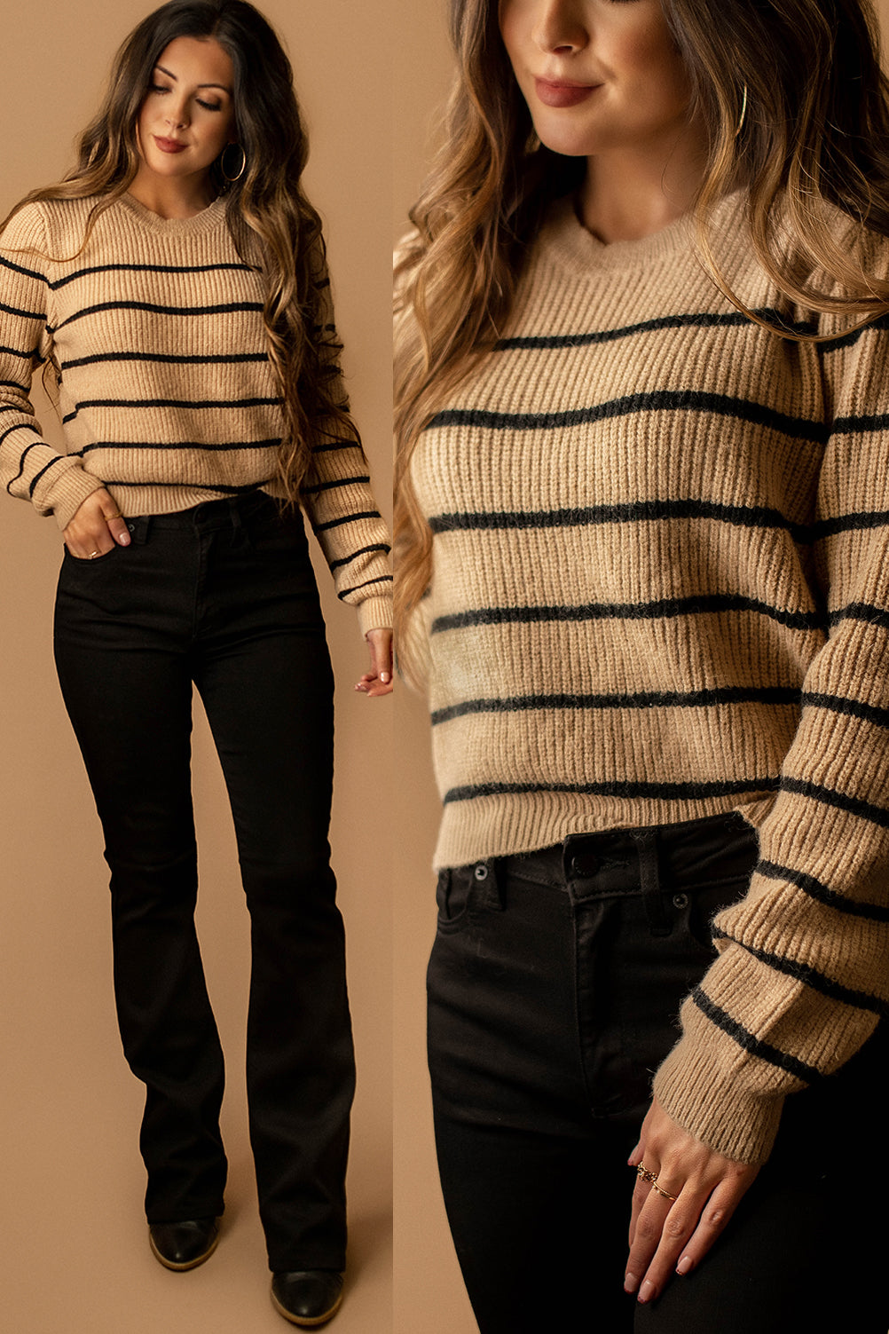 The Two Of Us Striped Knit Sweater (Mocha)