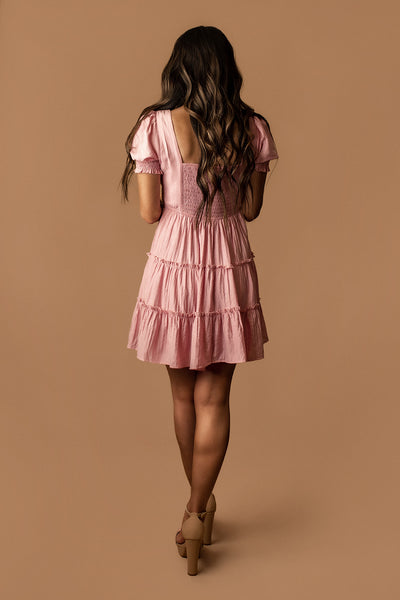 Take Me Away Tiered Babydoll Dress (Pink)