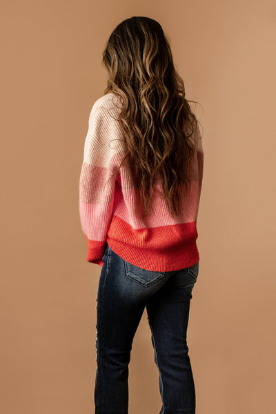 One True Love Striped Knit Sweater (Pink Multi)