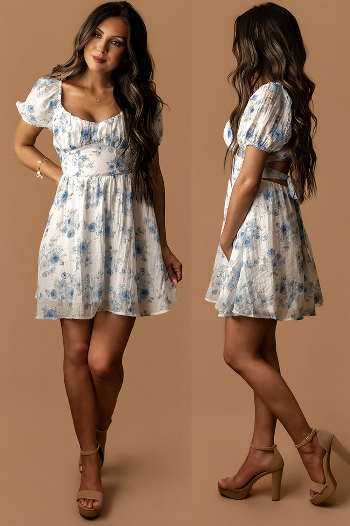 Perfect Moments Floral Sun Dress (Blue / White)