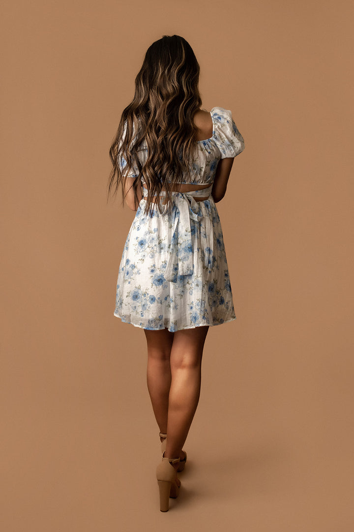 blue floral sun dress Joyfolie Women's Vola Maxi Boho Dress in Large Navy Floral, Large main image 1