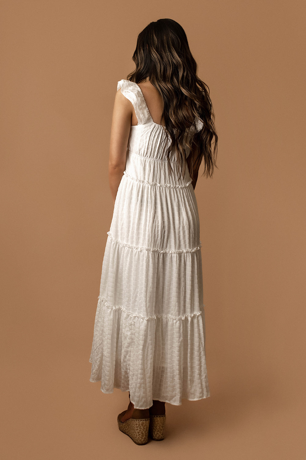 Just In Case Tiered Maxi Dress (White)