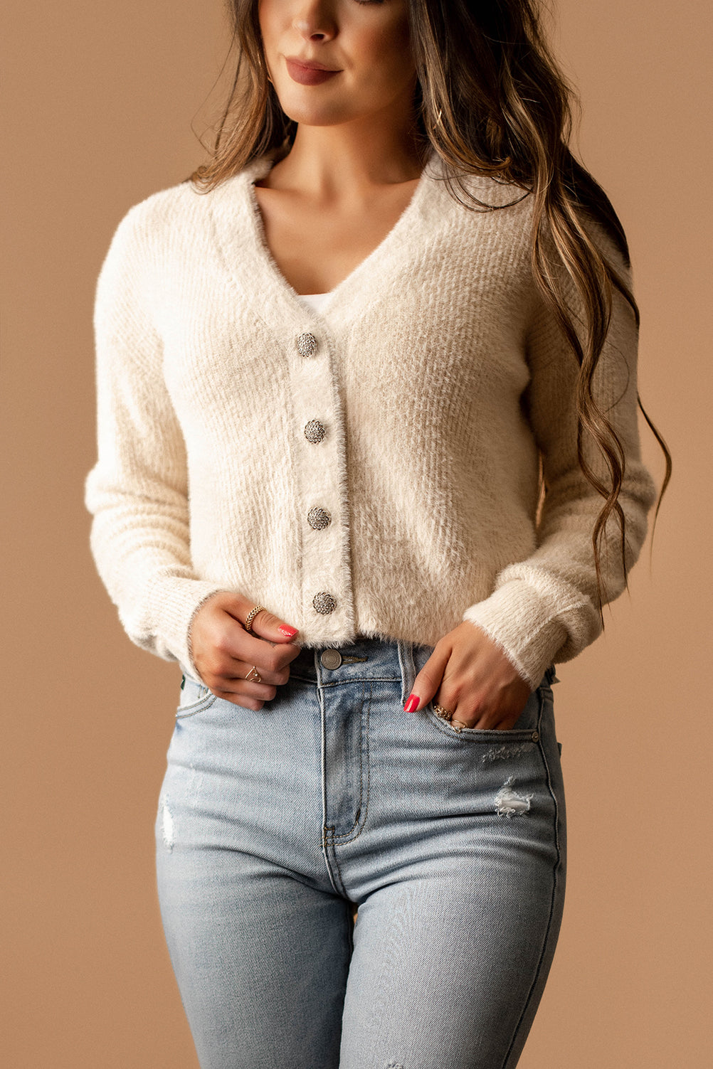 Easy To Love Button Front Eyelash Cardigan (Cream) | FINAL SALE