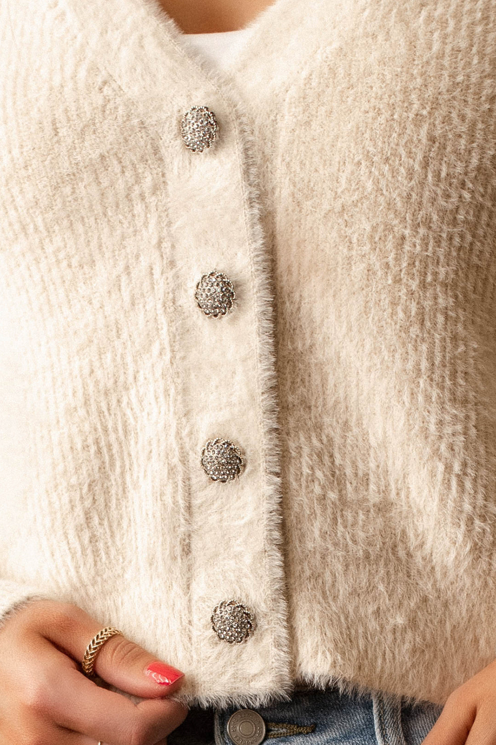 Easy To Love Button Front Eyelash Cardigan (Cream) | FINAL SALE