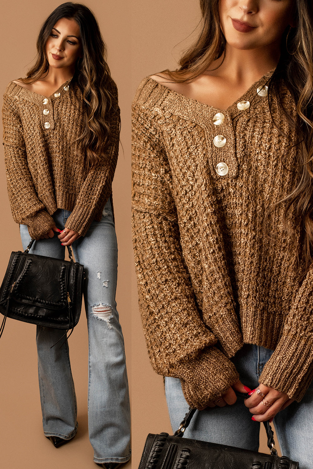 Taking Some Time Henley Sweater (Mocha) | FINAL SALE