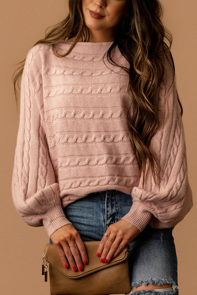 Love The Way You Lie Cable Knit Sweater (Mauve Blush) | FINAL SALE