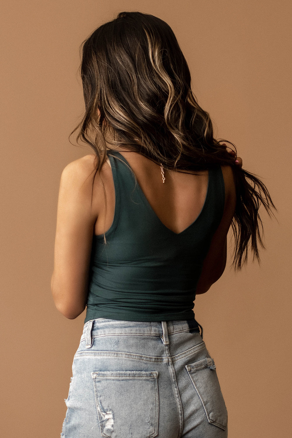 V-neck Dream Double Layered Tank (Teal Green)