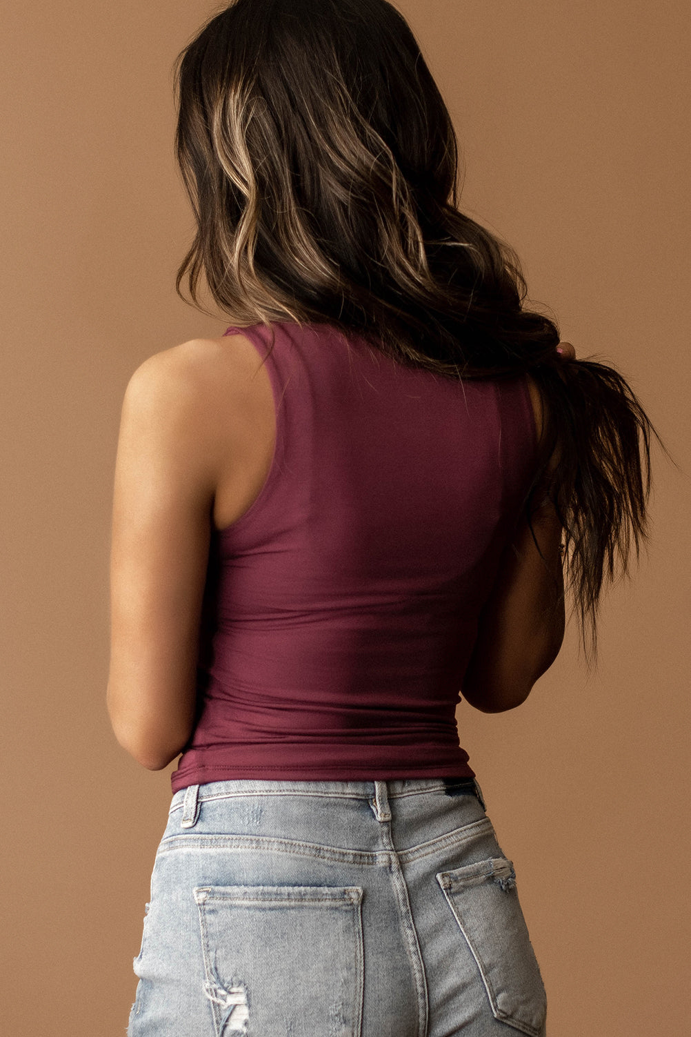 Dream Boat-Neck Double Layered Tank (Plum)