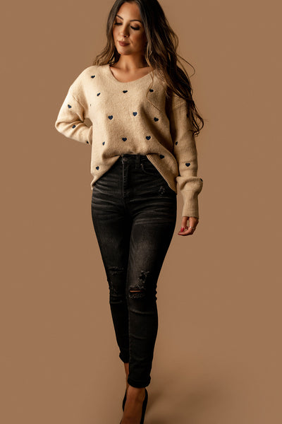 Love Someone Heart Sweater (Taupe)