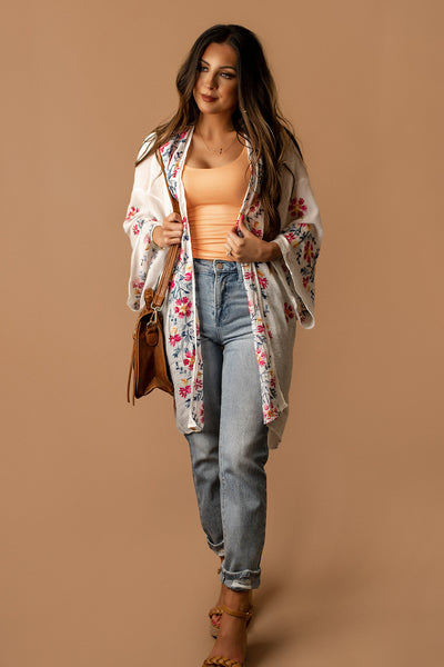 Fell For You Floral Kimono (White)