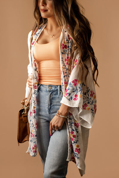 Fell For You Floral Kimono (White)