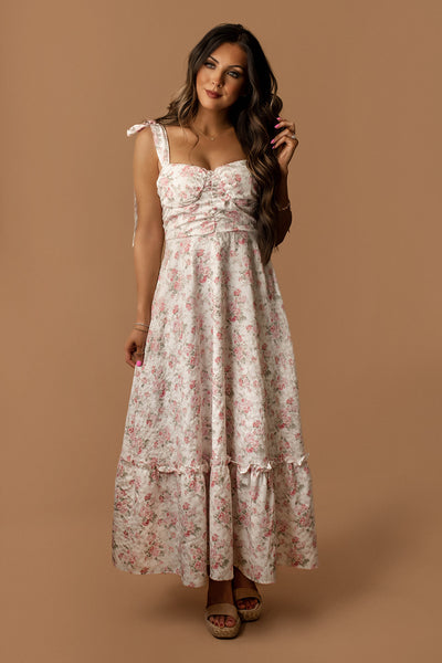 In Love With Loving You Floral Maxi Dress (White / Multi)