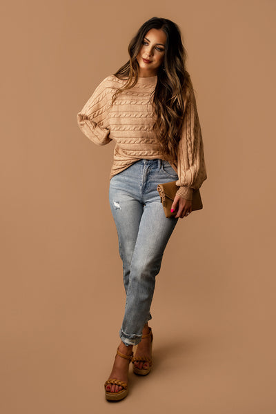 Love The Way You Lie Cable Knit Sweater (Mocha) | FINAL SALE