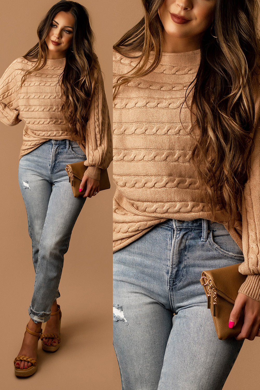 Love The Way You Lie Cable Knit Sweater (Mocha) | FINAL SALE