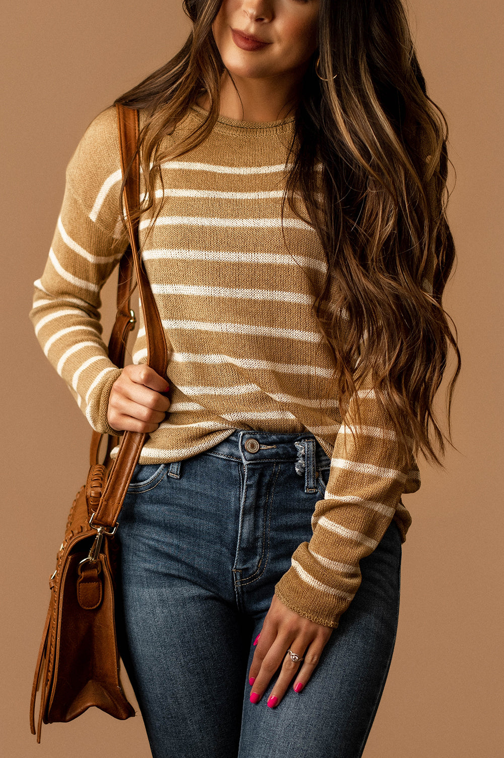 I'll Follow You Striped Long Sleeve Top (Honey) | FINAL SALE