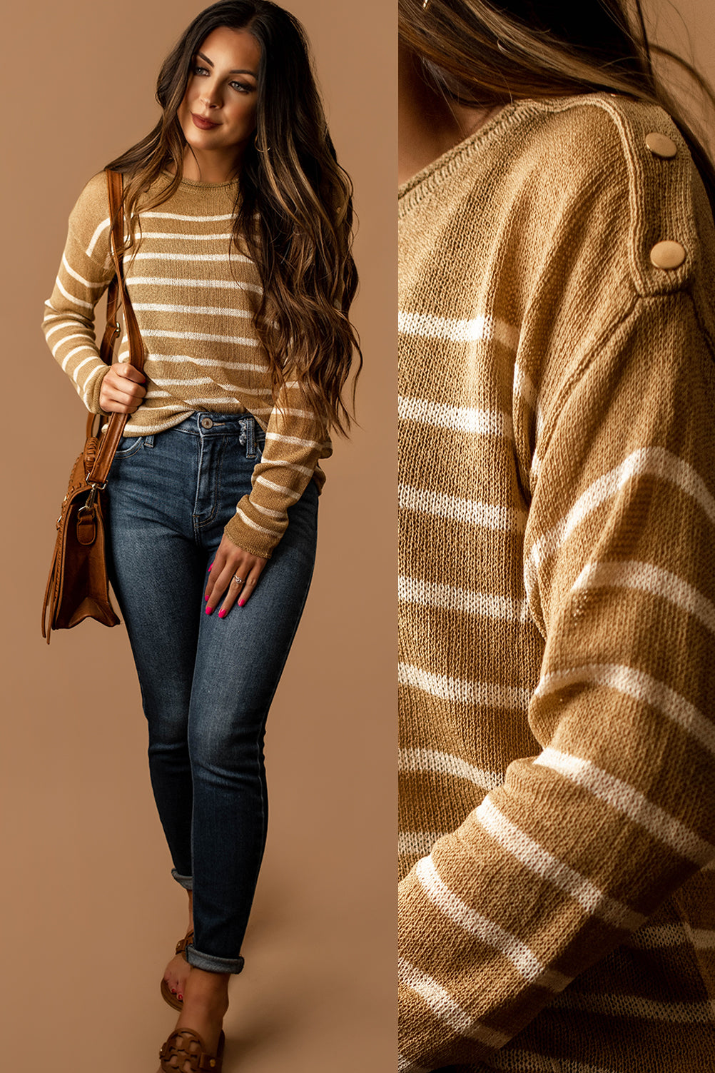 I'll Follow You Striped Long Sleeve Top (Honey) | FINAL SALE