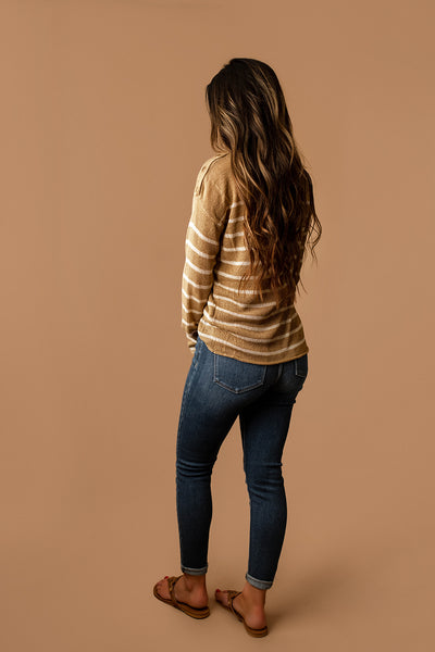 I'll Follow You Striped Long Sleeve Top (Honey) | FINAL SALE