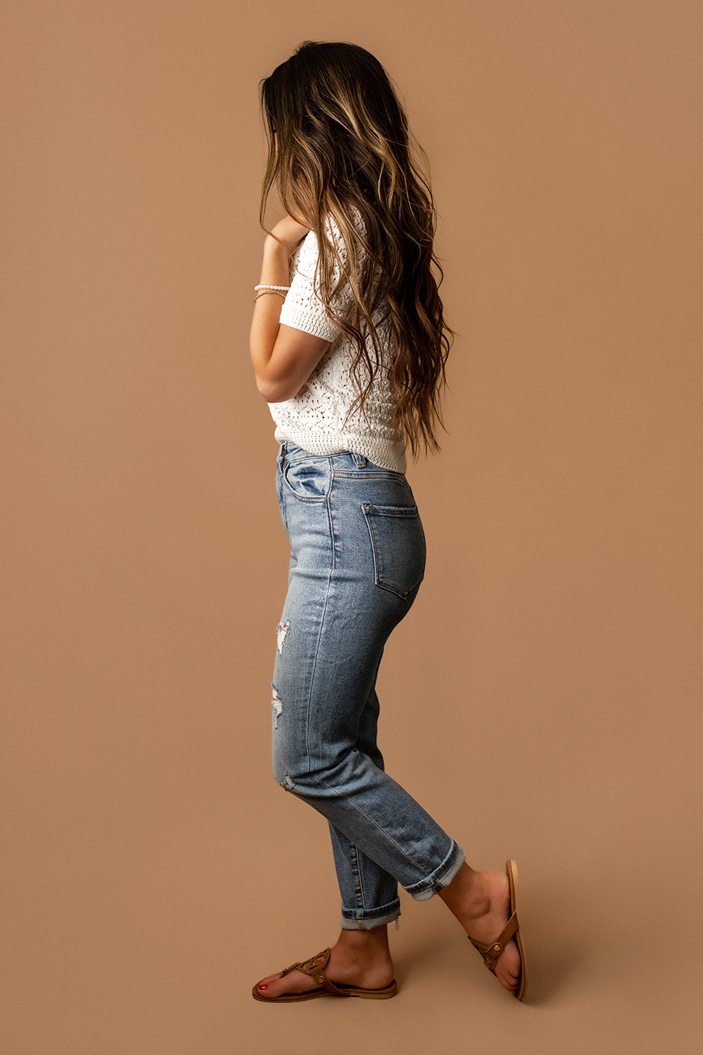 Emma Distressed High-Rise Mom Jeans