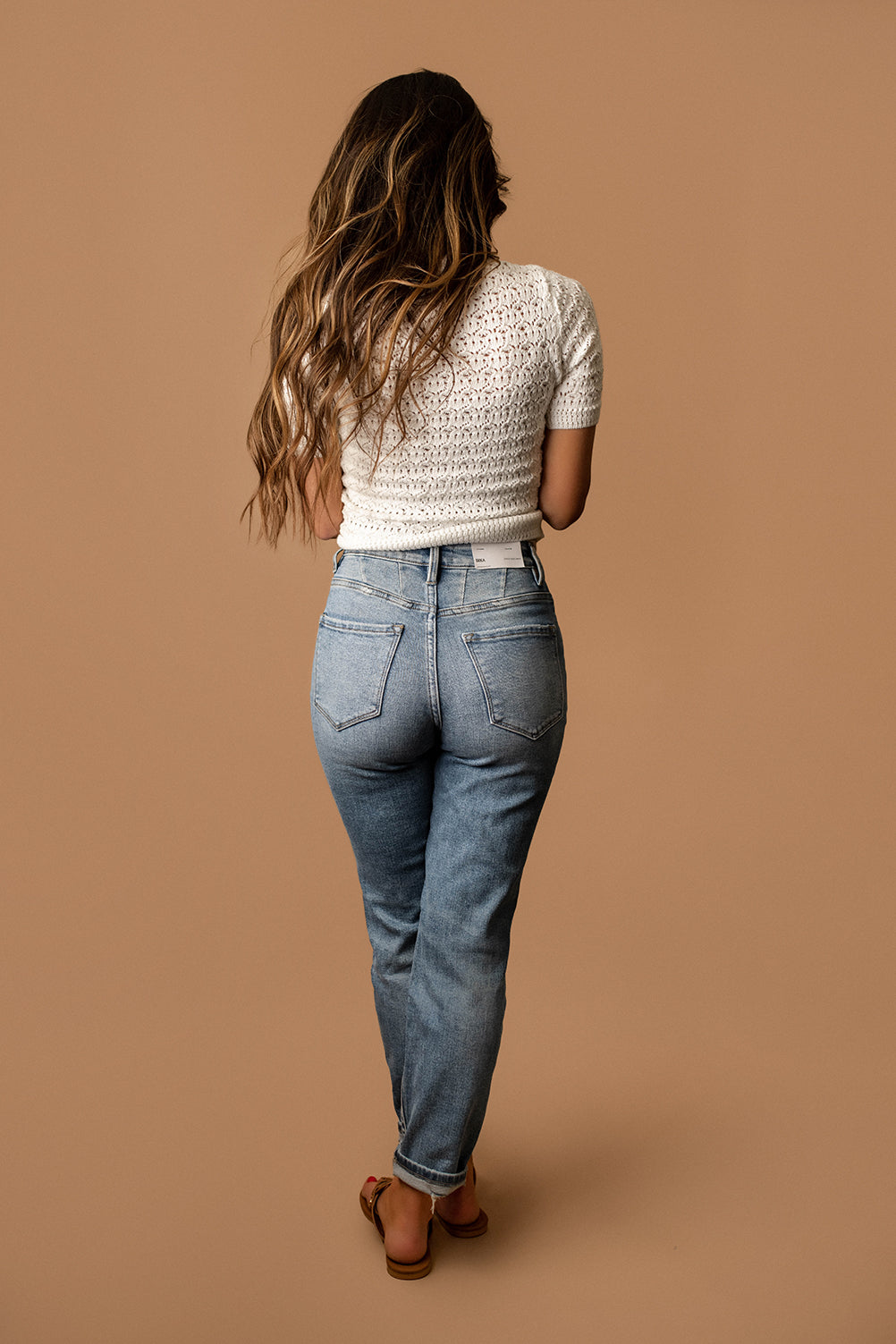 Emma Distressed High-Rise Mom Jeans