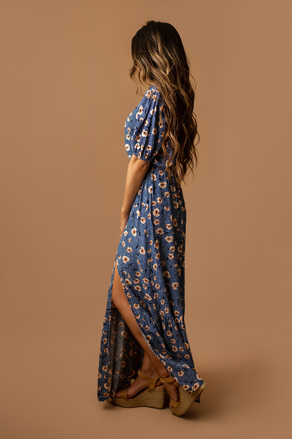 Keep Blooming Floral Maxi Dress Navy Blue