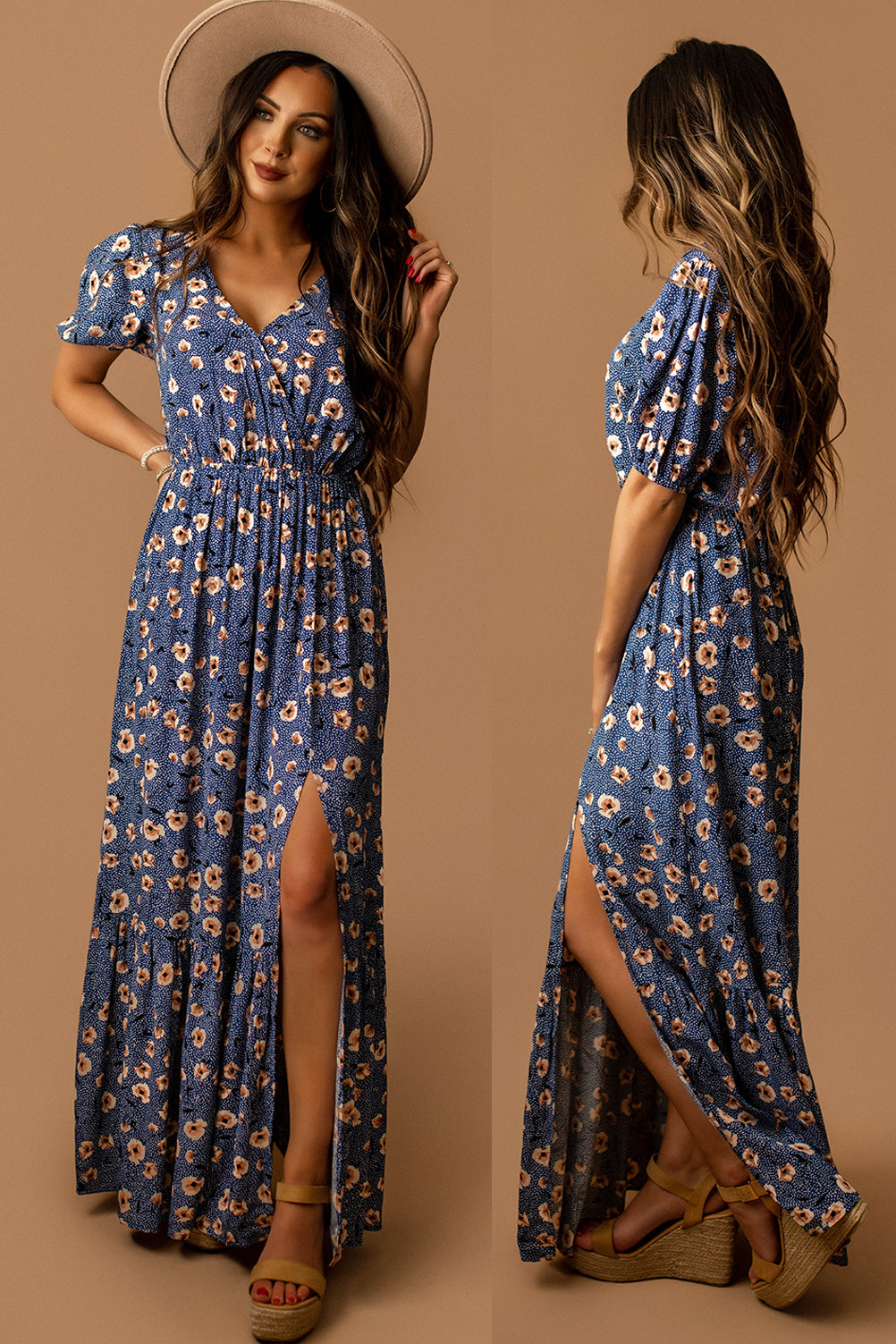 Keep Blooming Floral Maxi Dress (Navy Blue)