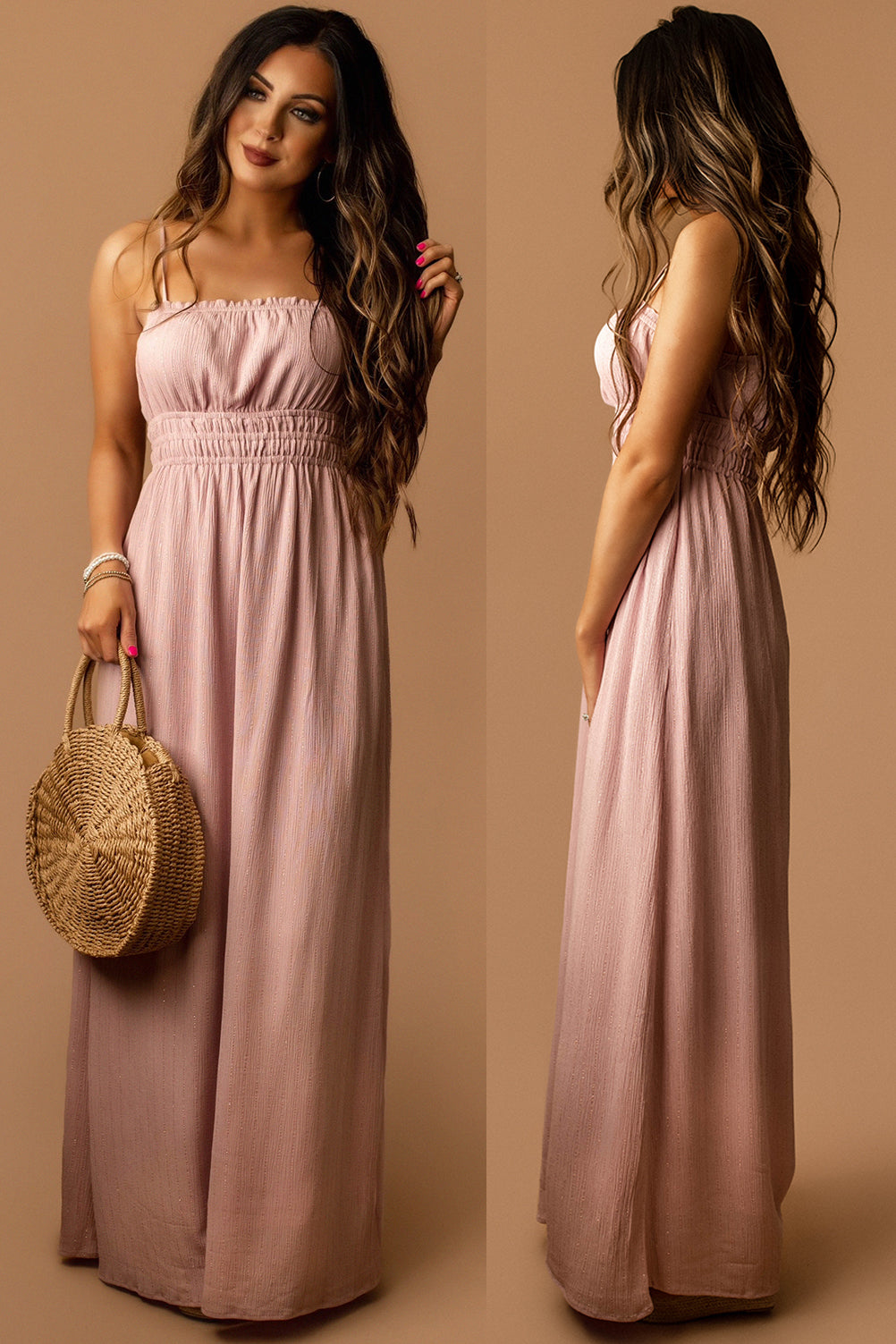 Just For You Metallic Stripe Sleeveless Maxi Dress (Orchid) | FINAL SALE