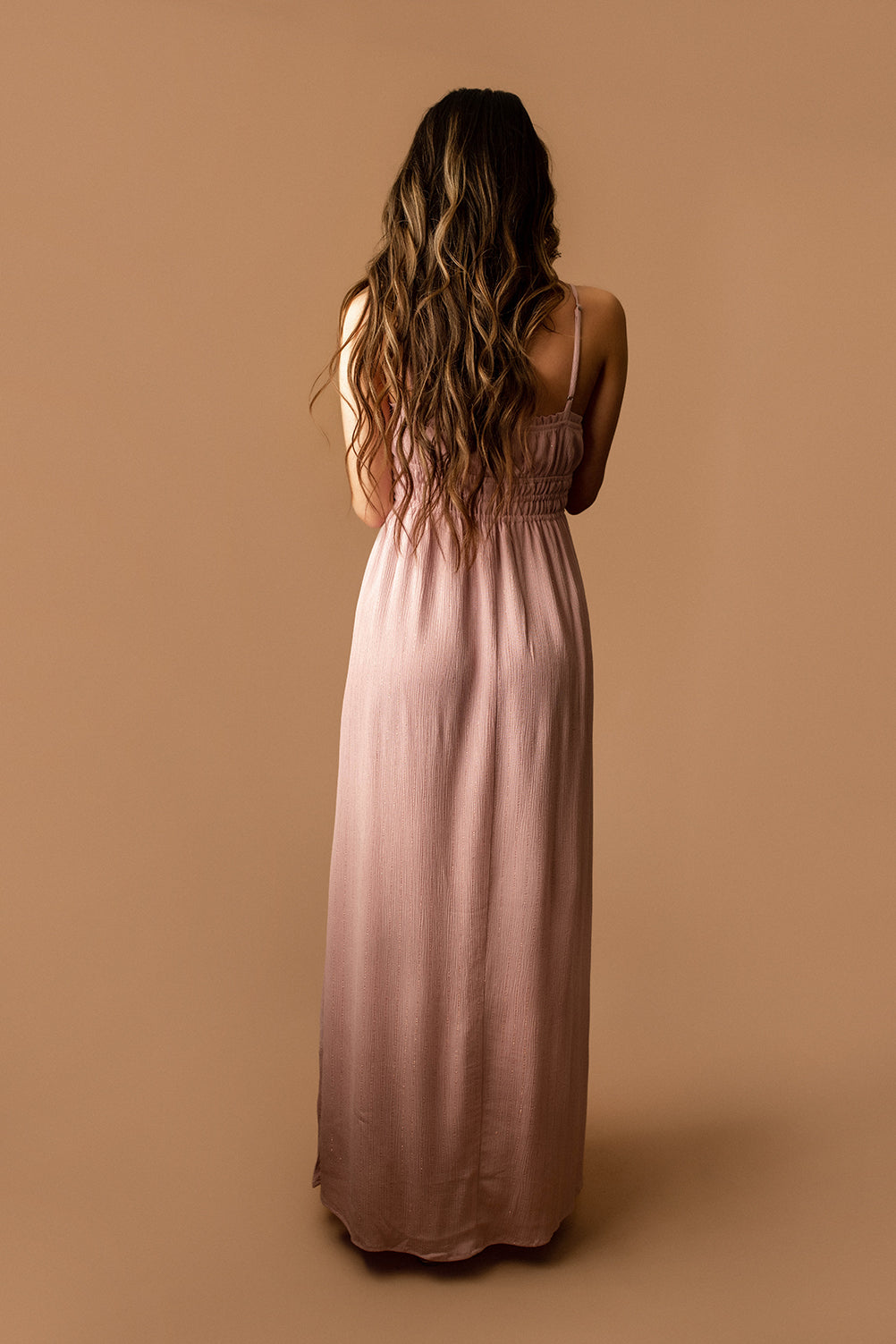 Just For You Metallic Stripe Sleeveless Maxi Dress (Orchid) | FINAL SALE