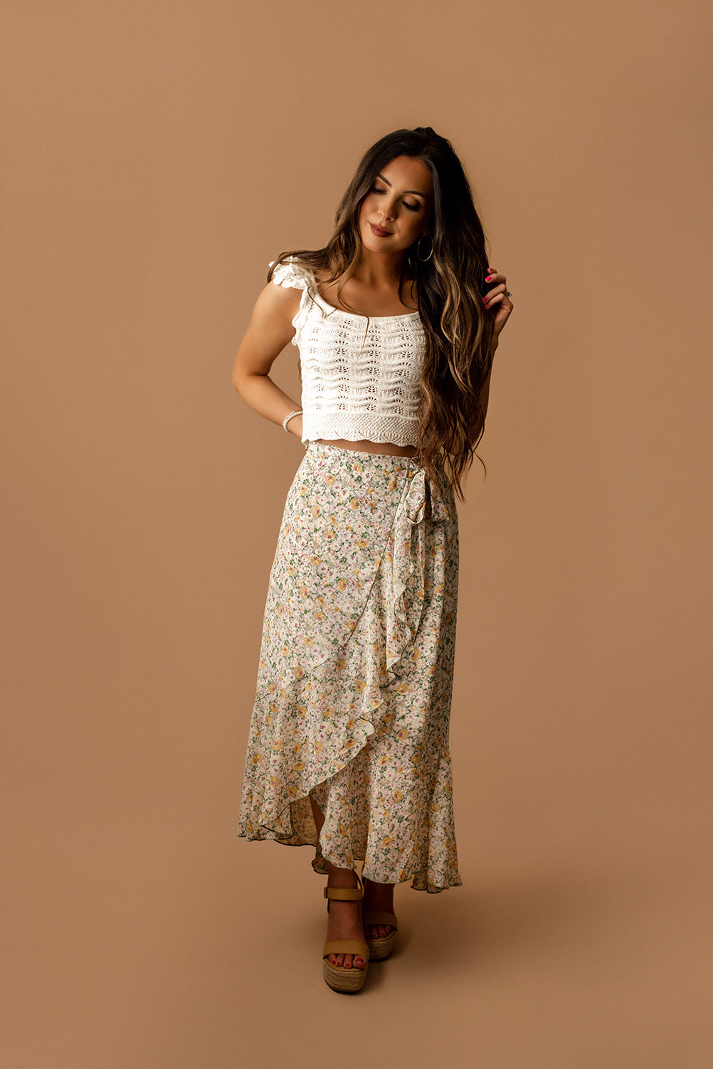 Magic On Your Mind Floral Maxi Skirt (Sage / Multi)