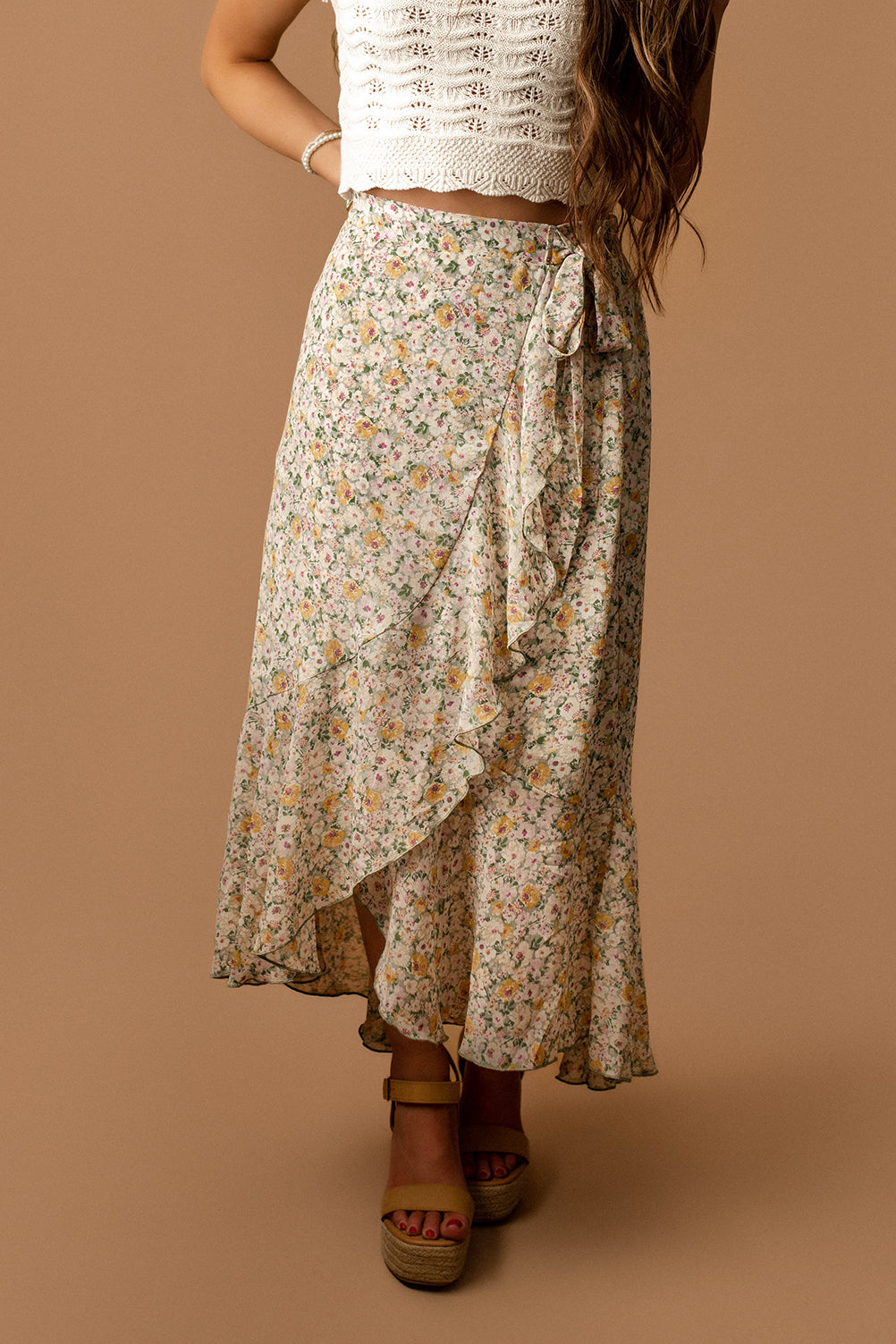 Magic On Your Mind Floral Maxi Skirt (Sage / Multi)