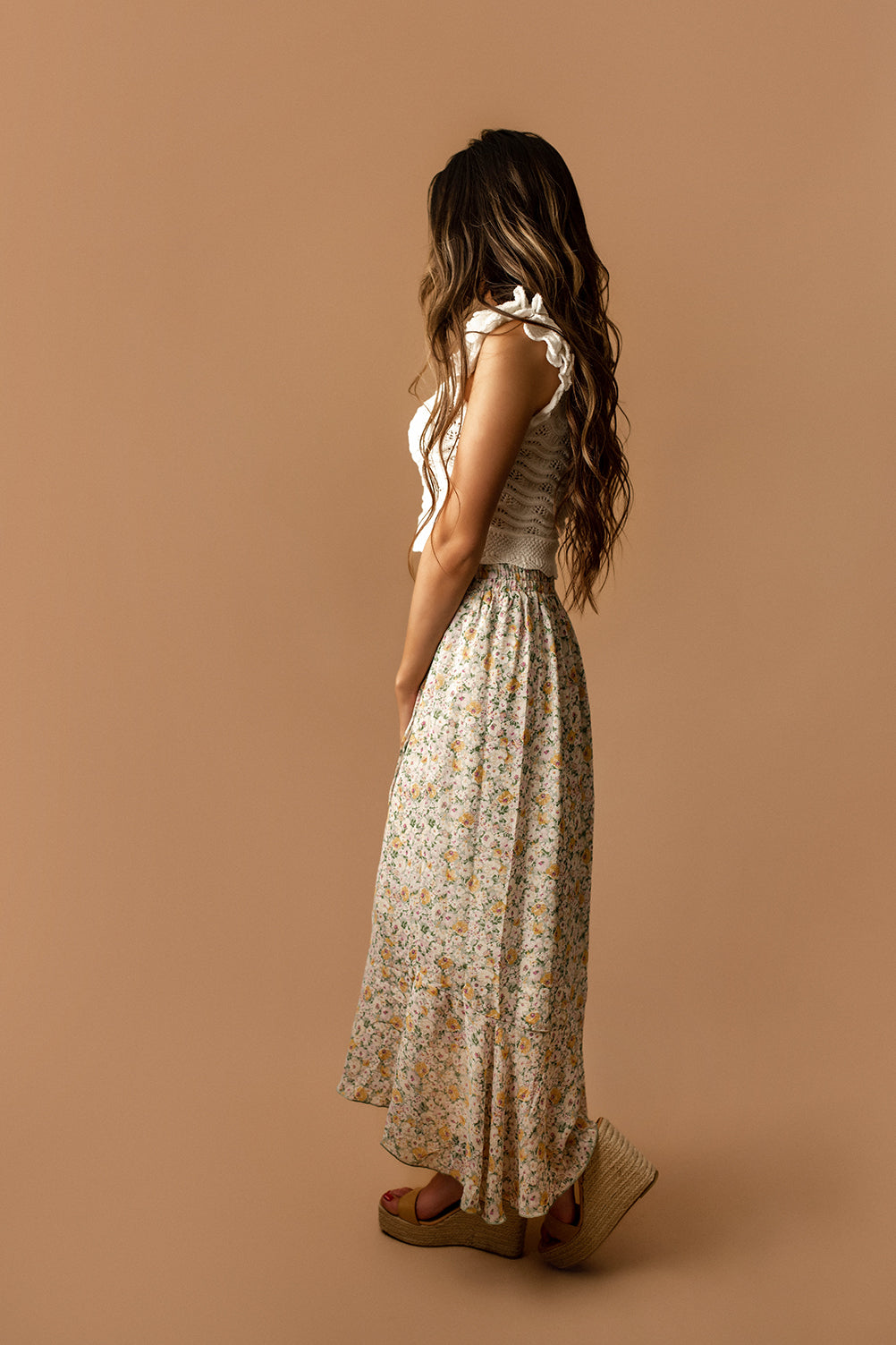 Magic On Your Mind Floral Maxi Skirt (Sage / Multi)