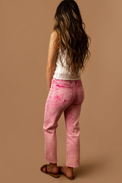 McKenzie Straight Leg Crop Jeans (Pink Acid Wash) | FINAL SALE