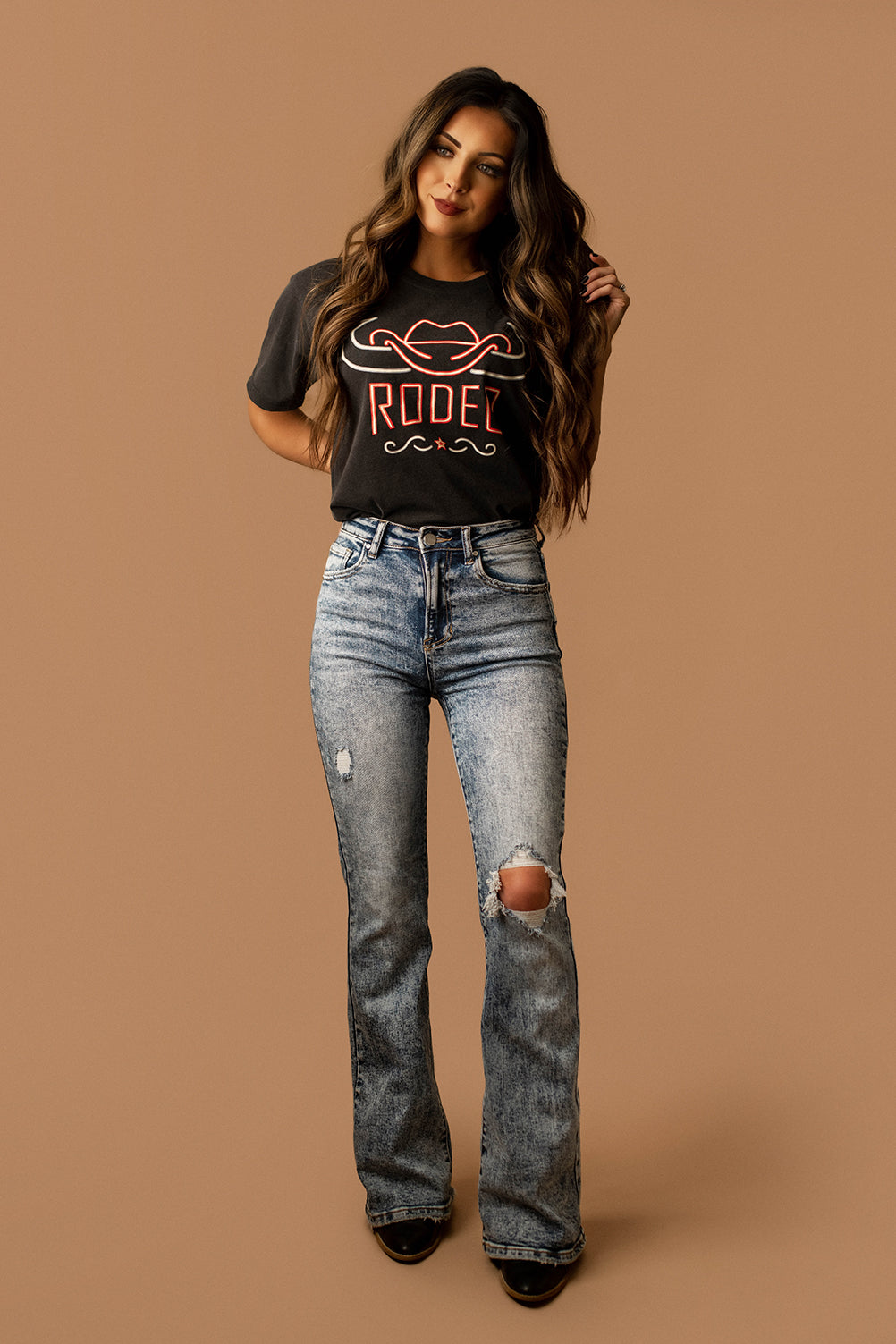 Kalisa Acid Wash Flare Jeans