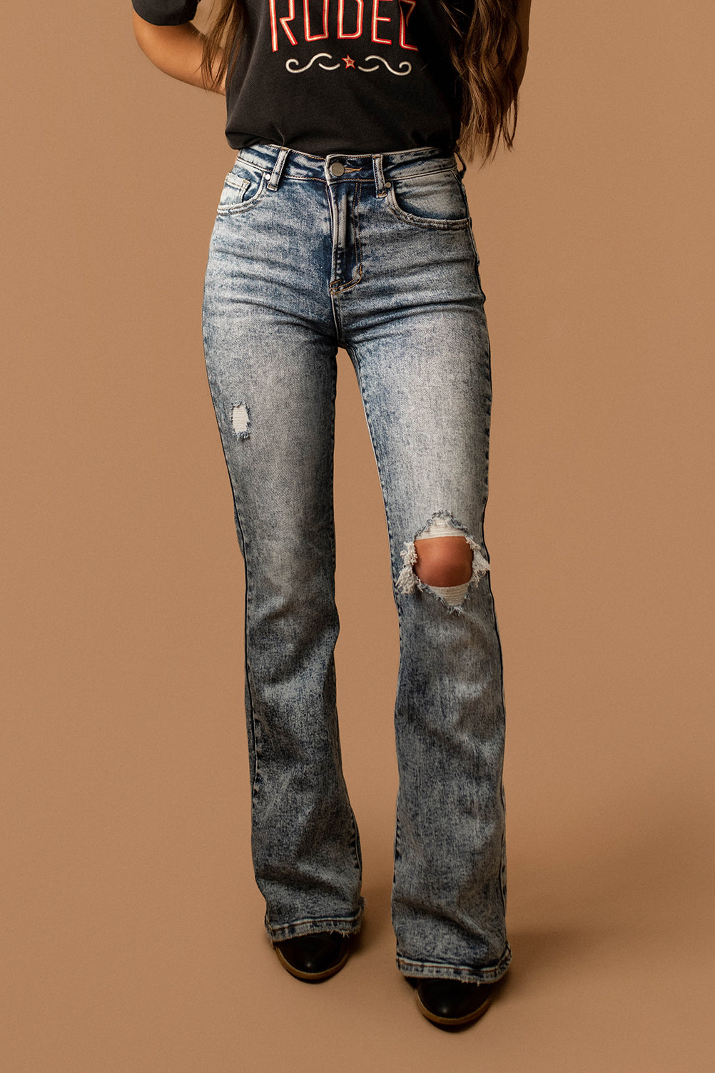 Kalisa Acid Wash Flare Jeans