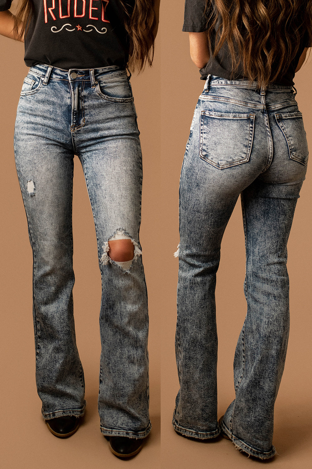 Kalisa Acid Wash Flare Jeans