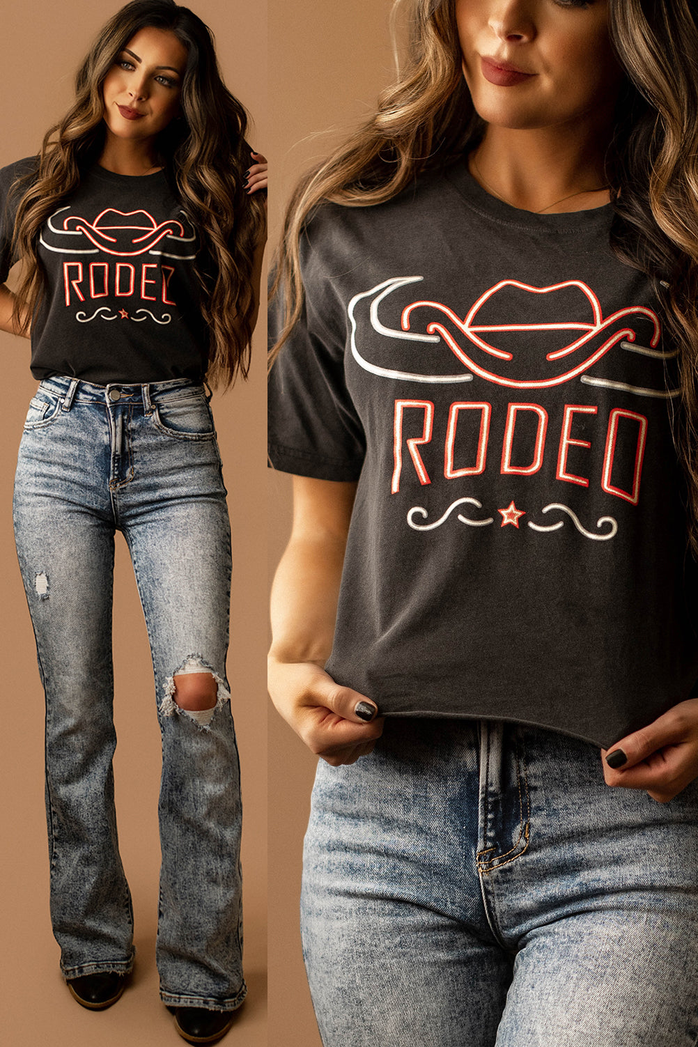 Rodeo Cropped Graphic Tee (Charcoal) | FINAL SALE