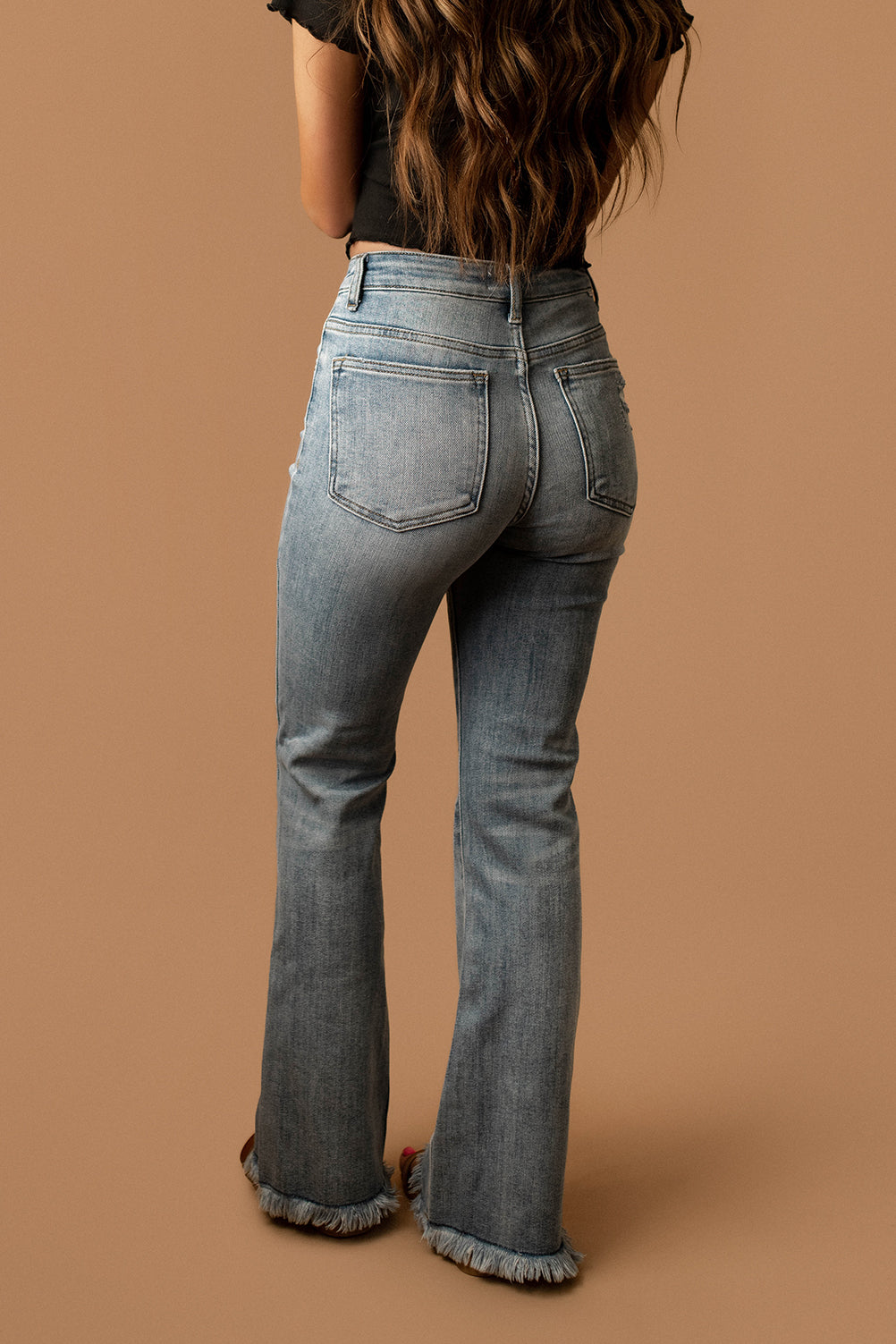 Ariana Vintage Frayed Hem Flare Jeans | FINAL SALE