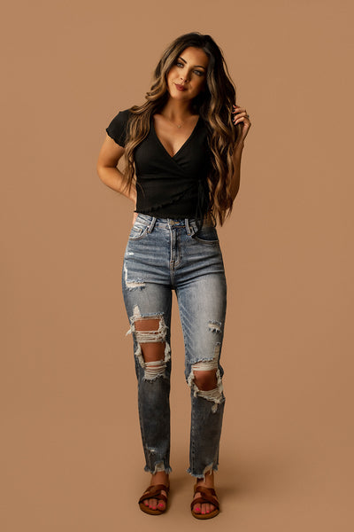 Kolby Distressed Slim Straight Jeans