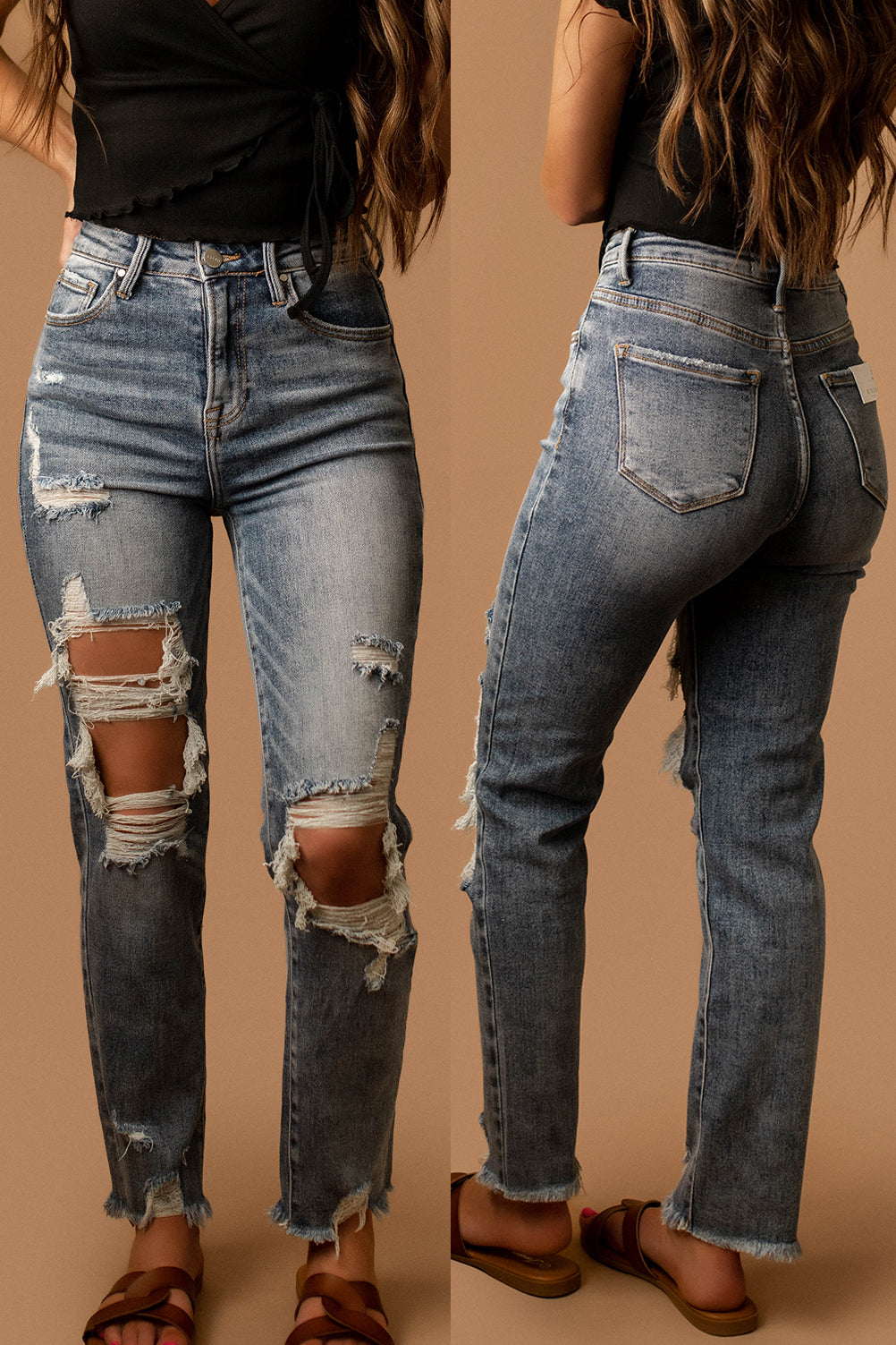 Kolby Distressed Slim Straight Jeans