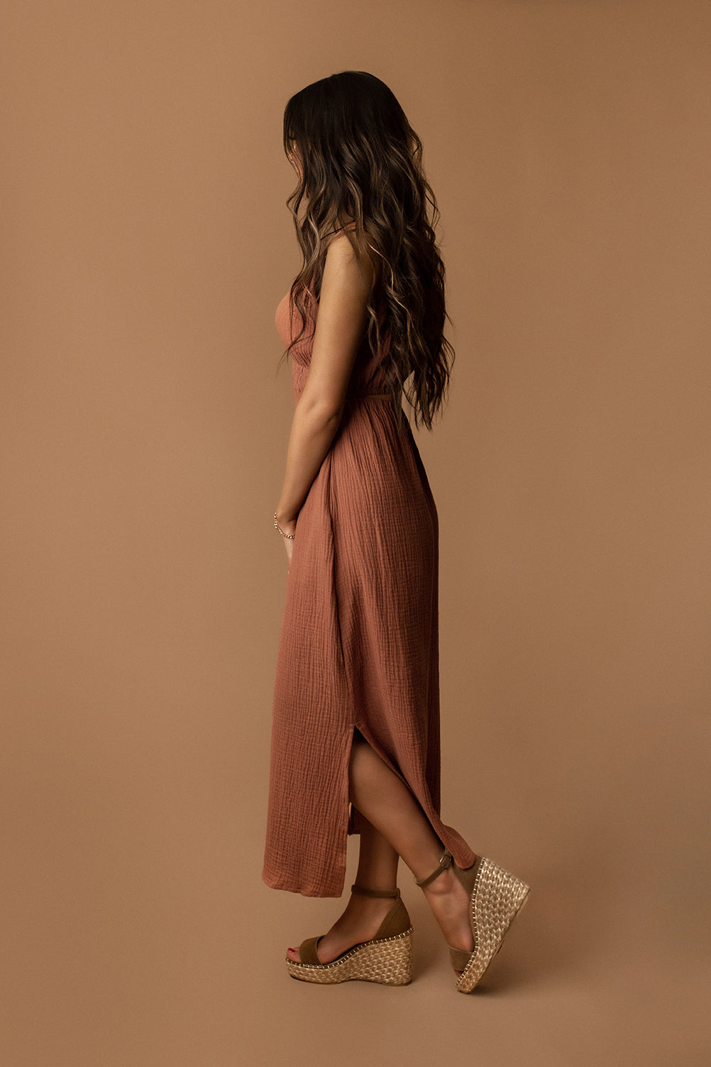 My Muse Textured Maxi Dress (Terracotta)