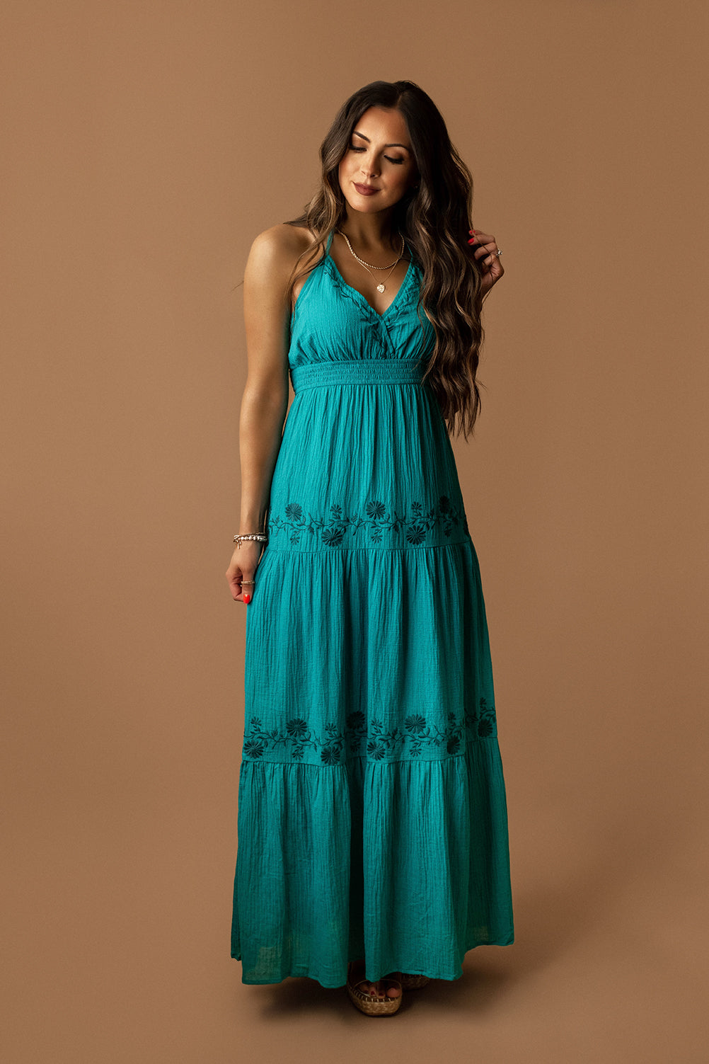 See You In Sicily Embroidered Maxi Dress (Teal Blue) | FINAL SALE  Wild  Summer Boutique