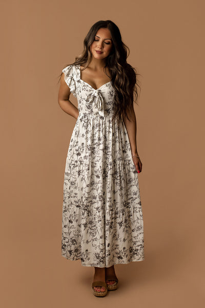 Always With You Floral Maxi Dress (Black / White)