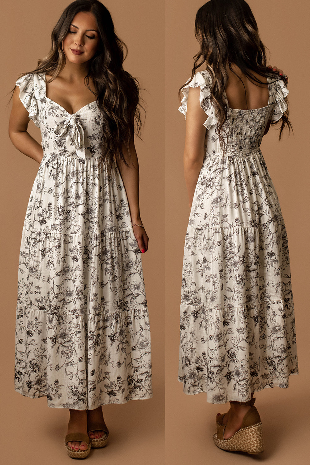 Always With You Floral Maxi Dress (Black / White)