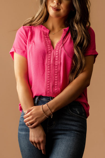 When Summer Calls Short Sleeve Blouse (Fuschia) |  FINAL SALE