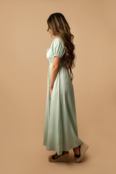 As It Was Short Sleeve Maxi Dress (Sage) | FINAL SALE