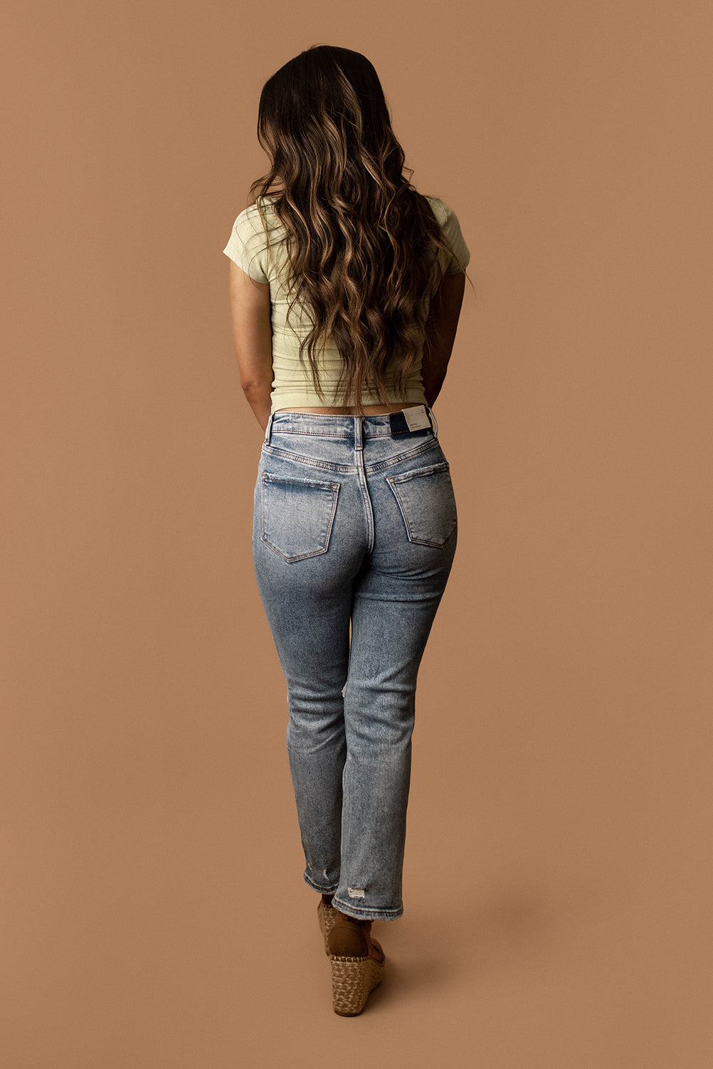 Amelia Distressed Slim Straight Jeans