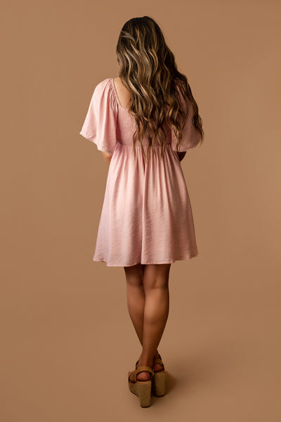 Adore You Flutter Sleeve Sun Dress (Pink Orchid)