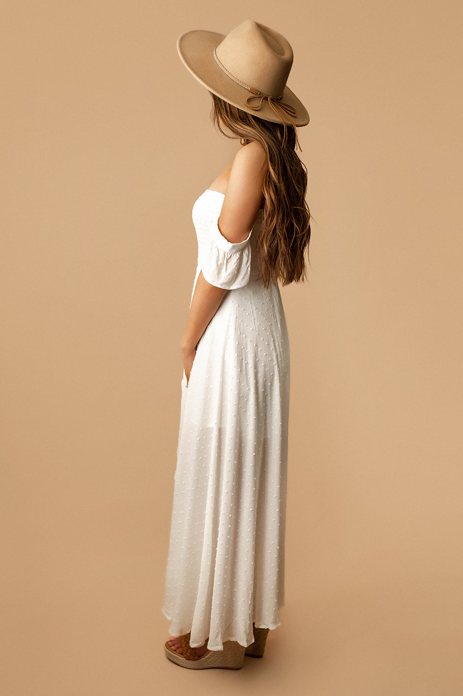 Never In Love Off The Shoulder Maxi Dress (White) | FINAL SALE